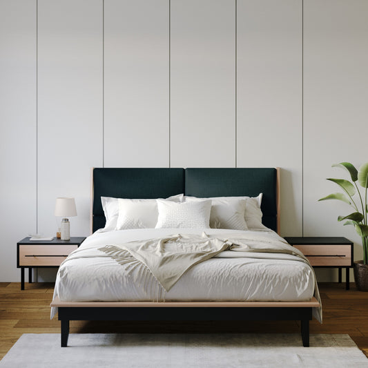 Mid-Century Wooden Platform Bed