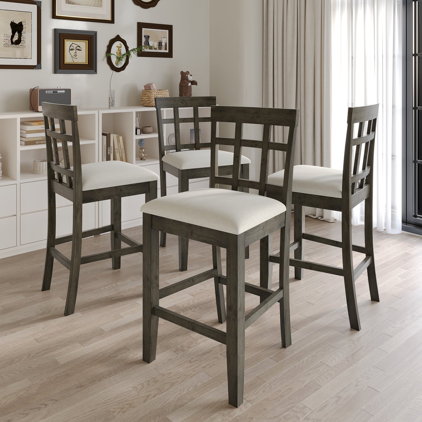 Simple Rustic Counter Height Dining Chairs (Set of 4)