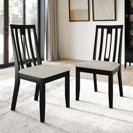 Contemporary Wooden Dining Chairs (Set of 2) - N/A