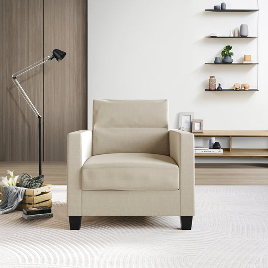 Macy Clean and Minimalist Linen Upholstered Arm Chair