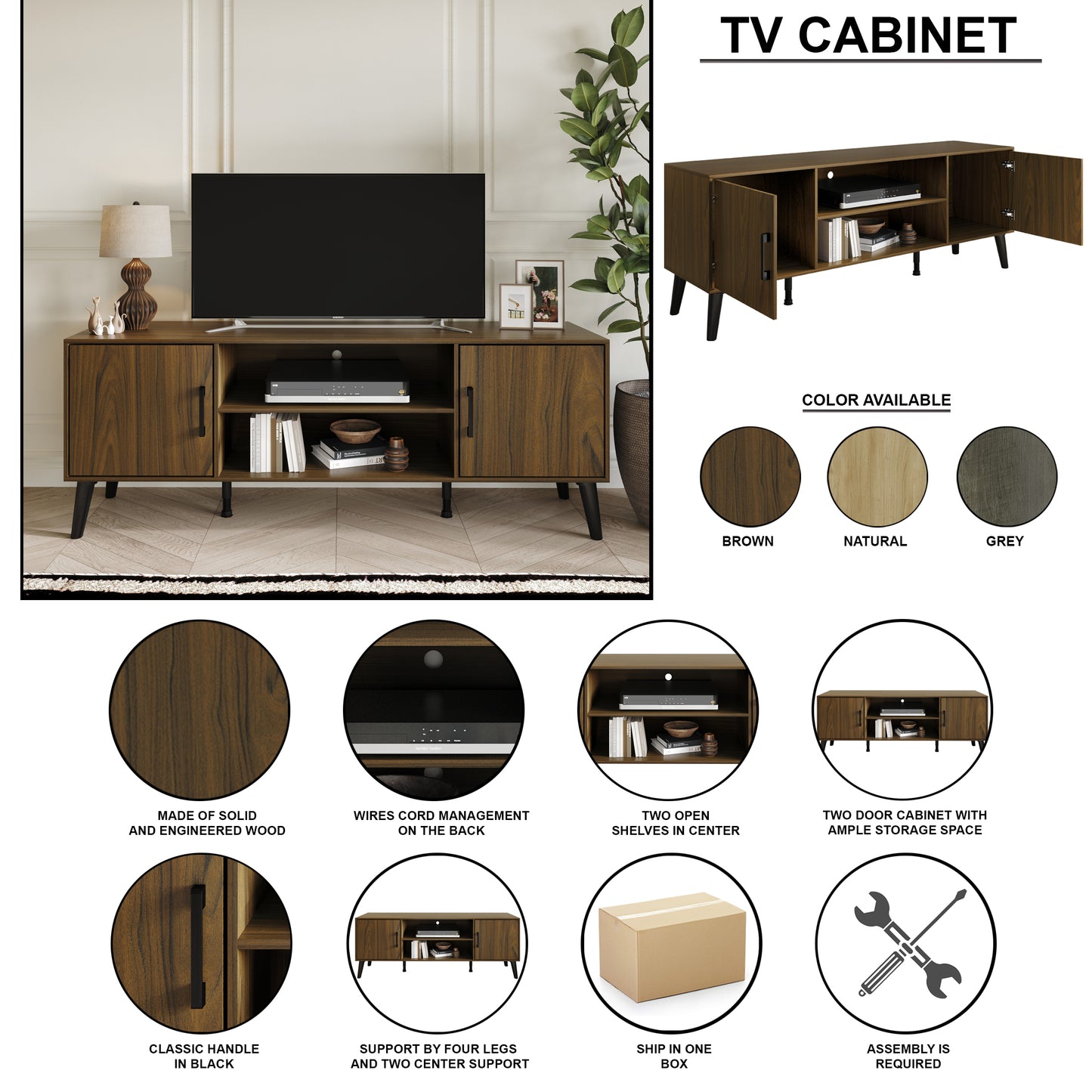 Classic 60-Inch TV Stand Console