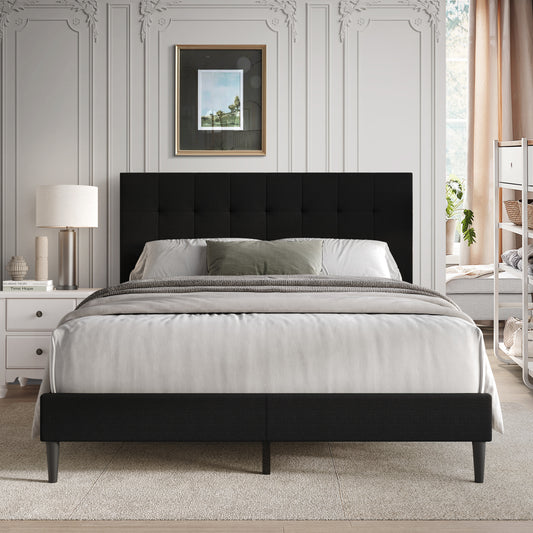 Clean-Lines Stitching Linen Upholstered Bed