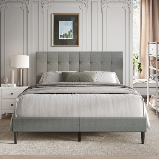 Clean-Lines Stitching Linen Upholstered Bed