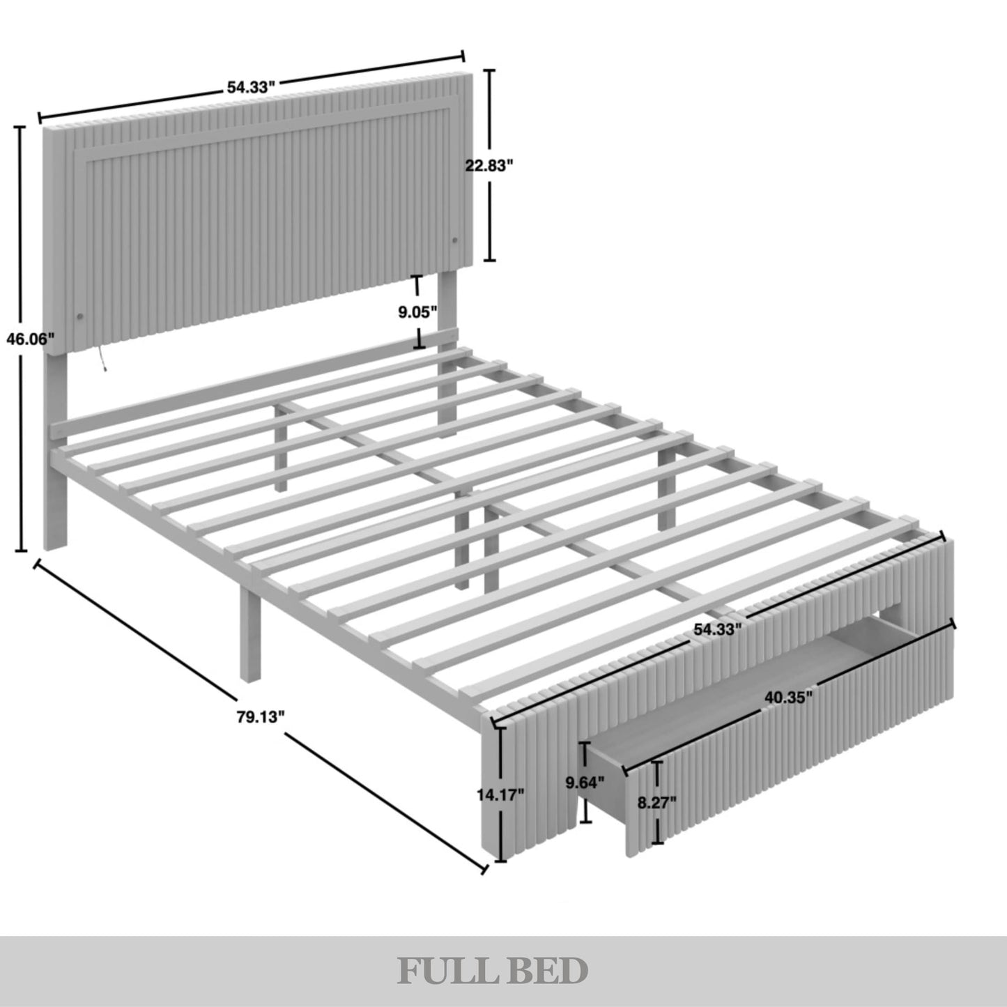 Velvet Tufted LED Light Platform Storage Bed