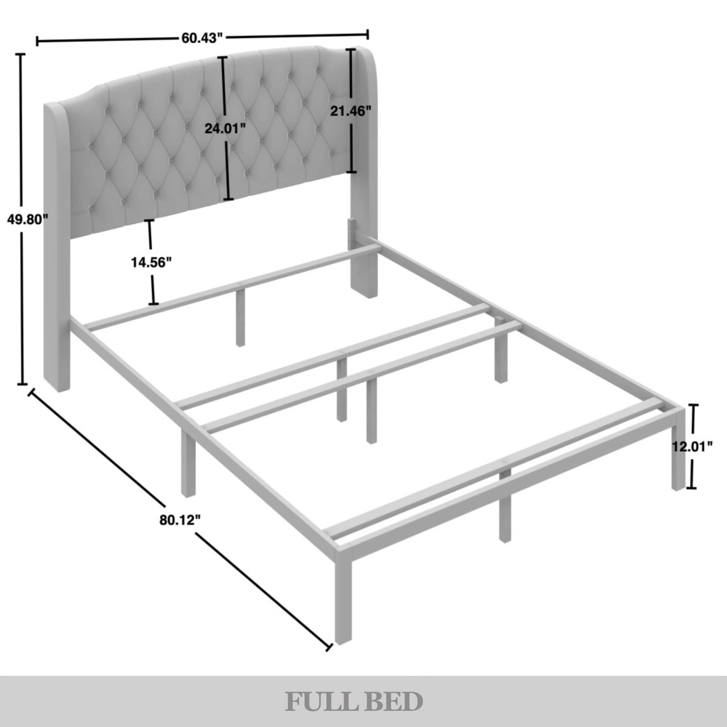 2 Piece Bedroom Bench Set Velvet Wingback Upholstered Bed