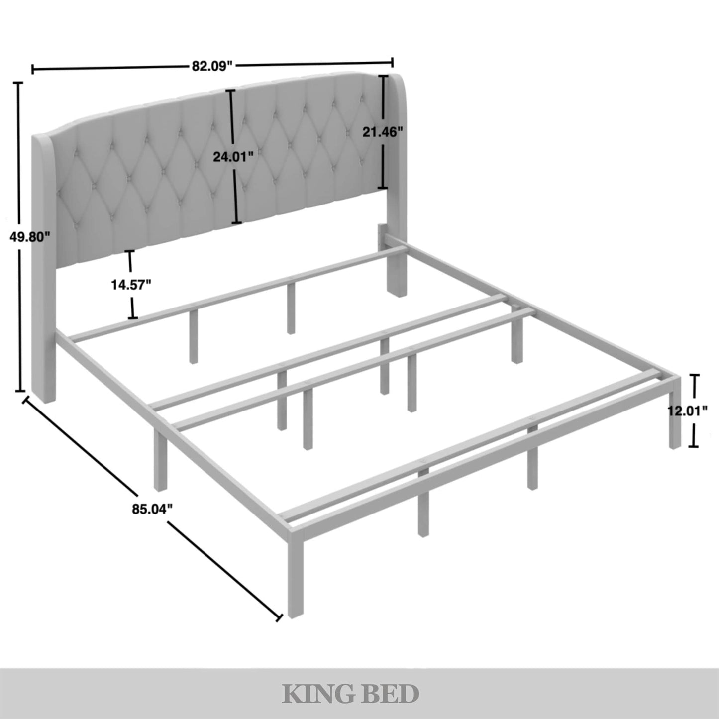 2 Piece Bedroom Bench Set Velvet Wingback Upholstered Bed