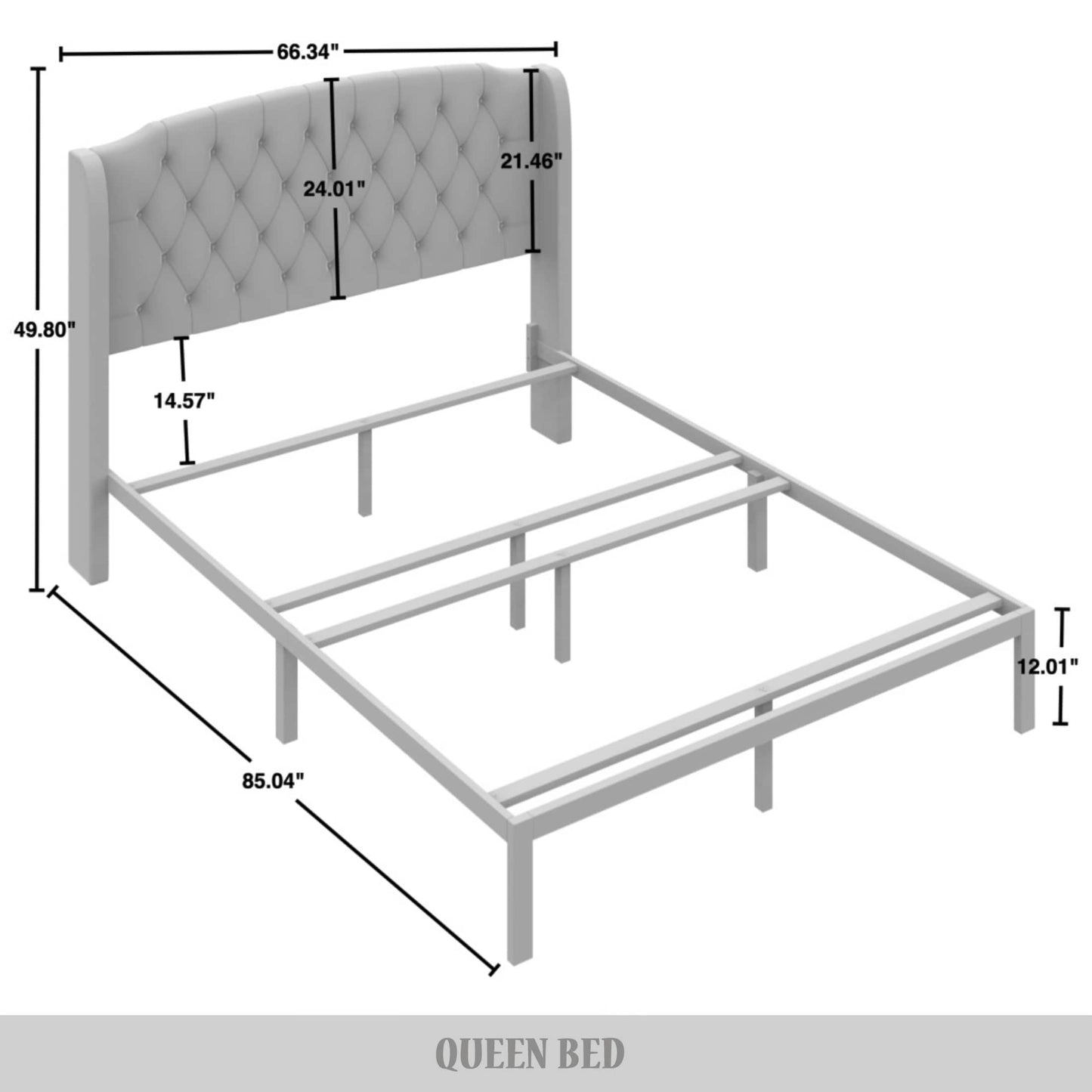 2 Piece Bedroom Bench Set Velvet Wingback Upholstered Bed