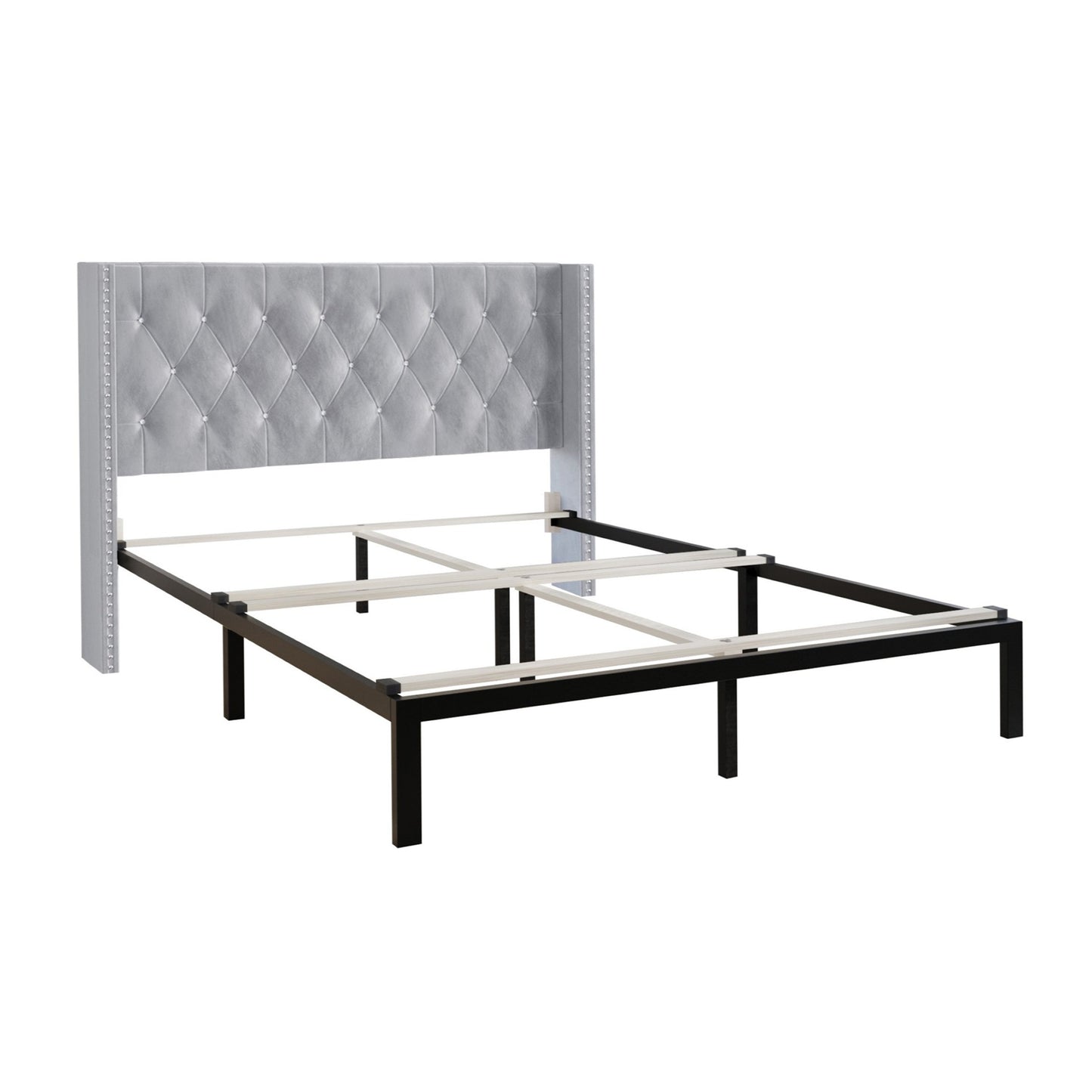 3 Piece Bedroom Nightstands Set Wingback Tufted Bed