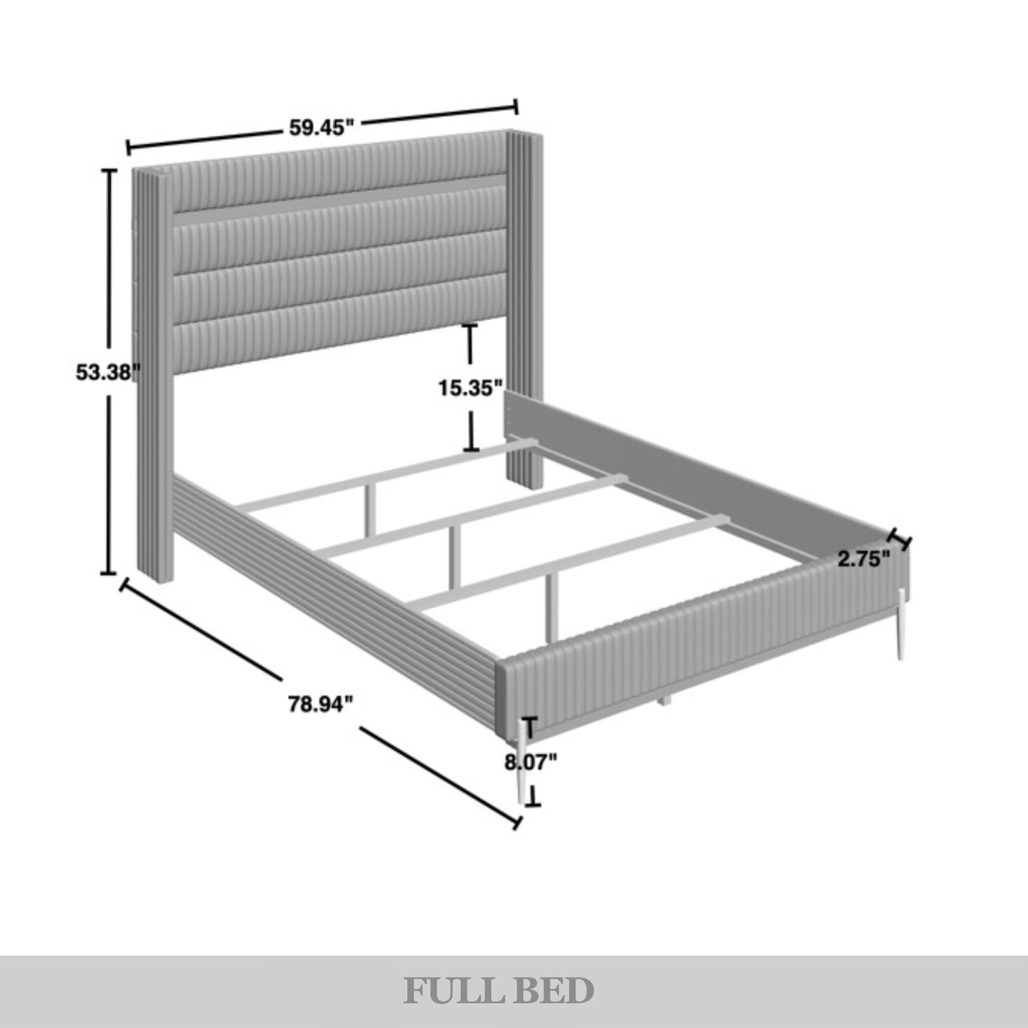 Luxurious Gold PU Strip Wingback Velvet Upholstered Bed