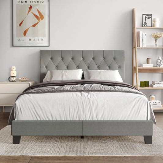 Rainsville Button Tufted Linen Upholstered Bed