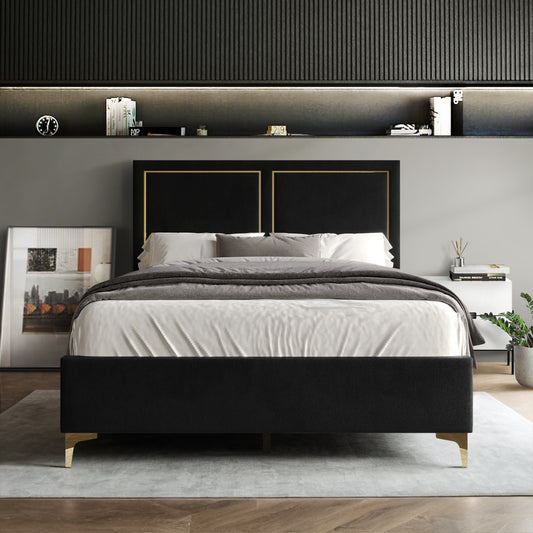 Minimalist Upholstered Velvet Bed