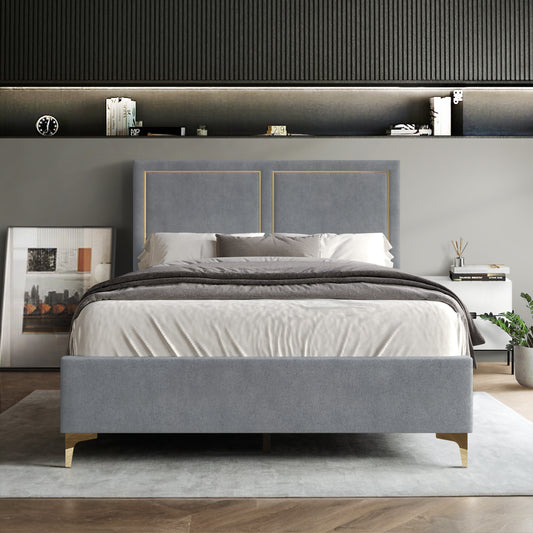 Minimalist Upholstered Velvet Bed