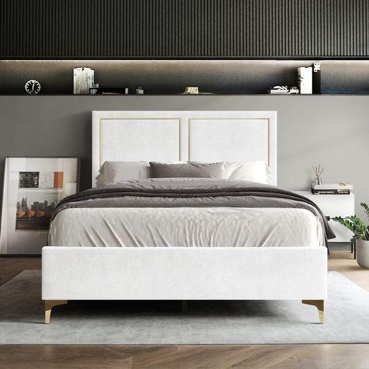 Minimalist Upholstered Velvet Bed