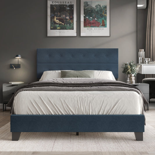 Luxury Button Tufted Upholstered Linen Bed