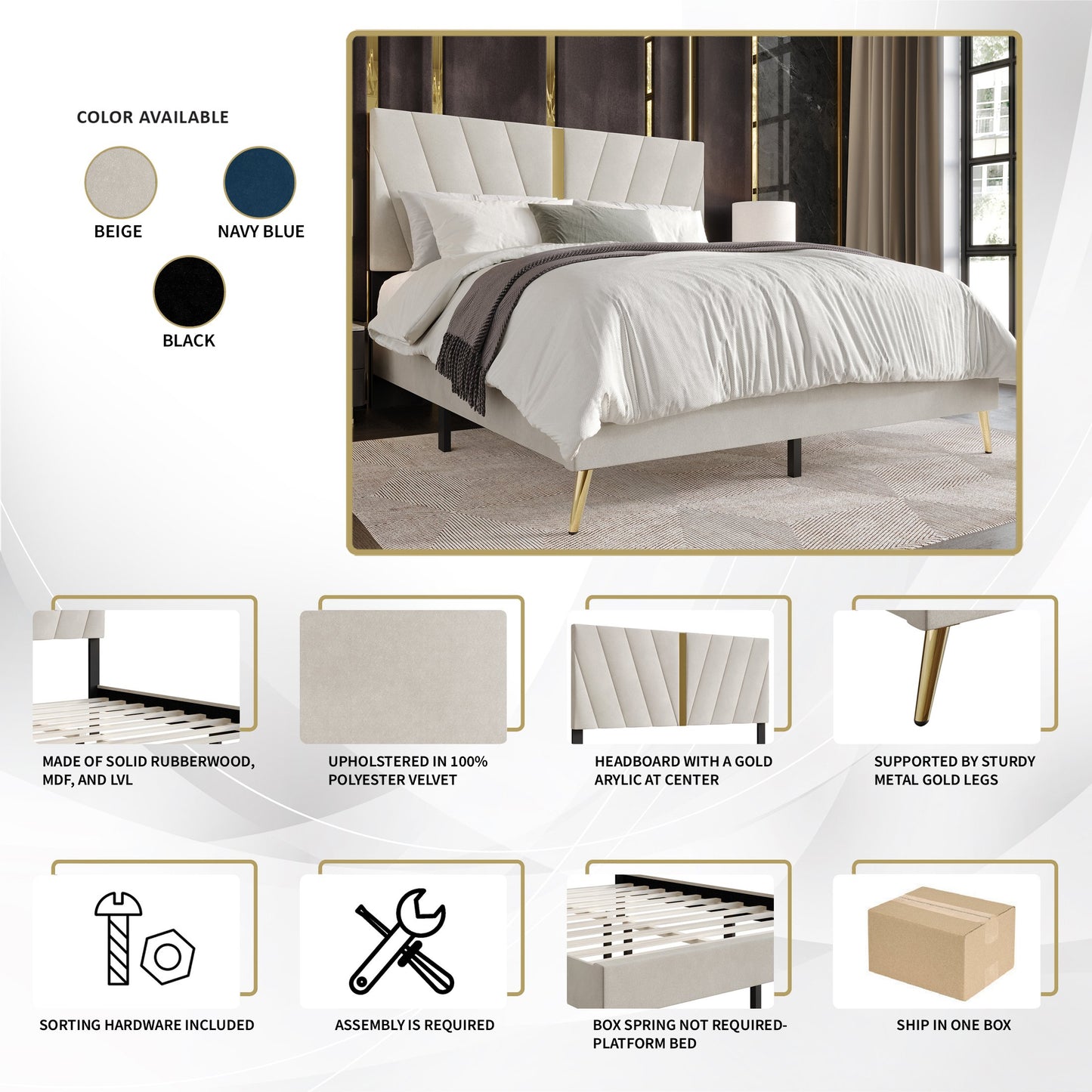 Luxurious Velvet Upholstered Bed