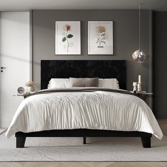 Muehlebach Mid-Century Modern Velvet Platform Bed