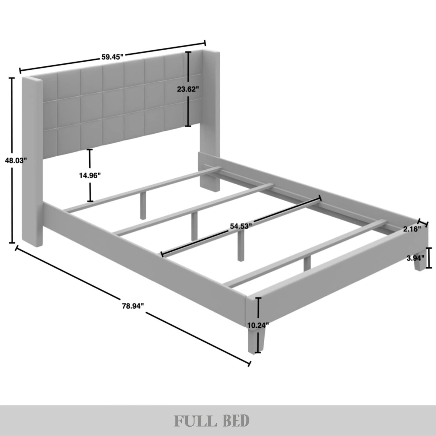 Wingback Linen Upholstered Panel Bed