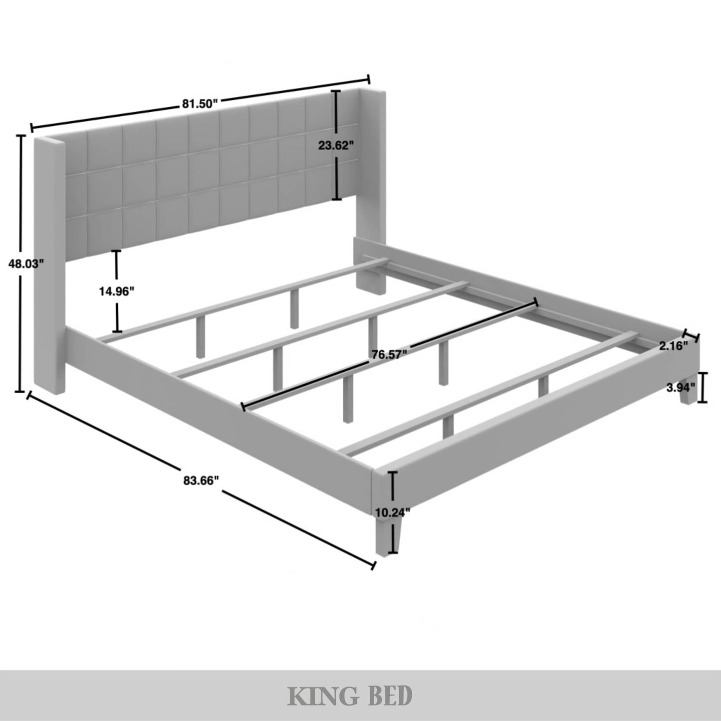 Wingback Linen Upholstered Panel Bed