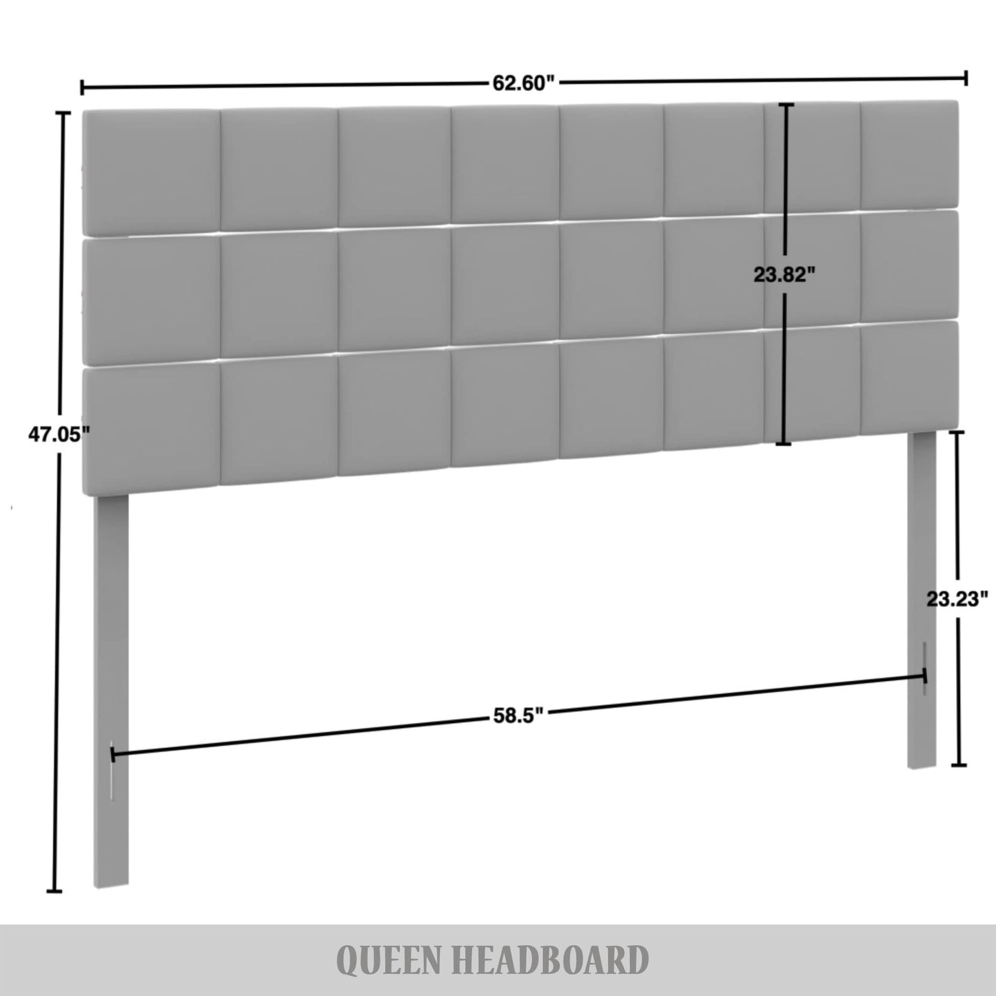 Square Stitching Velvet Upholstered Headboard