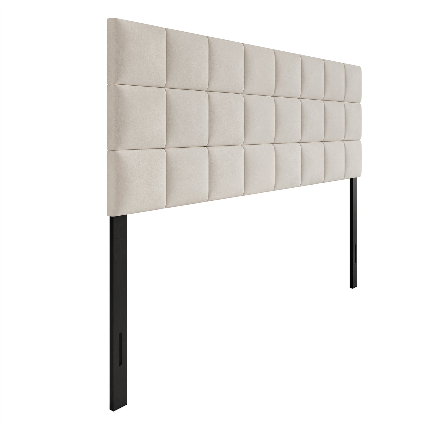 Square Stitching Velvet Upholstered Headboard