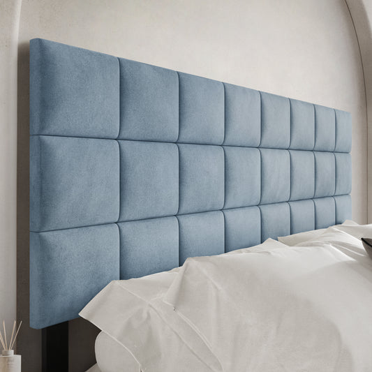 Square Stitching Velvet Upholstered Headboard