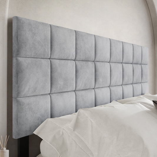 Square Stitching Velvet Upholstered Headboard