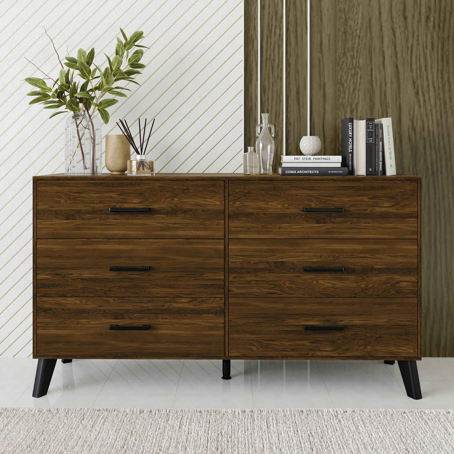 Classic Style 6-Drawers Wooden Dresser