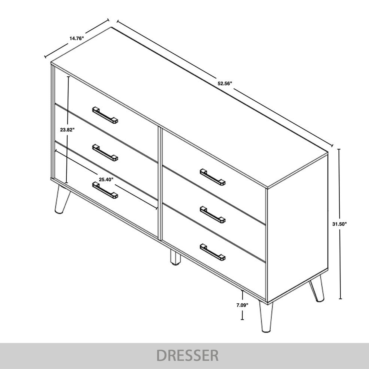 Classic Style 6-Drawers Wooden Dresser