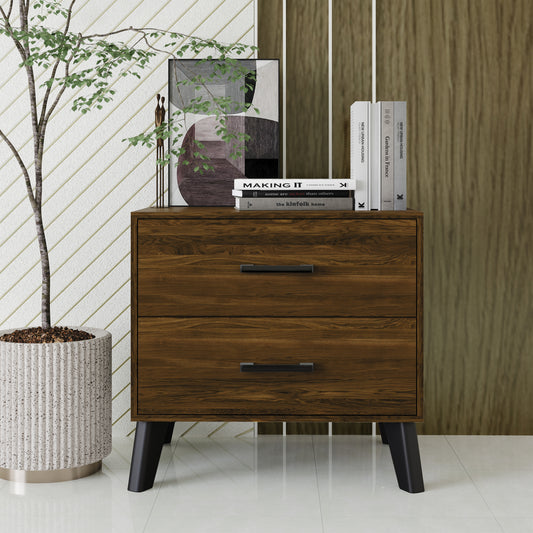 Jeweldine Style 2-Drawers Wooden Nightstand