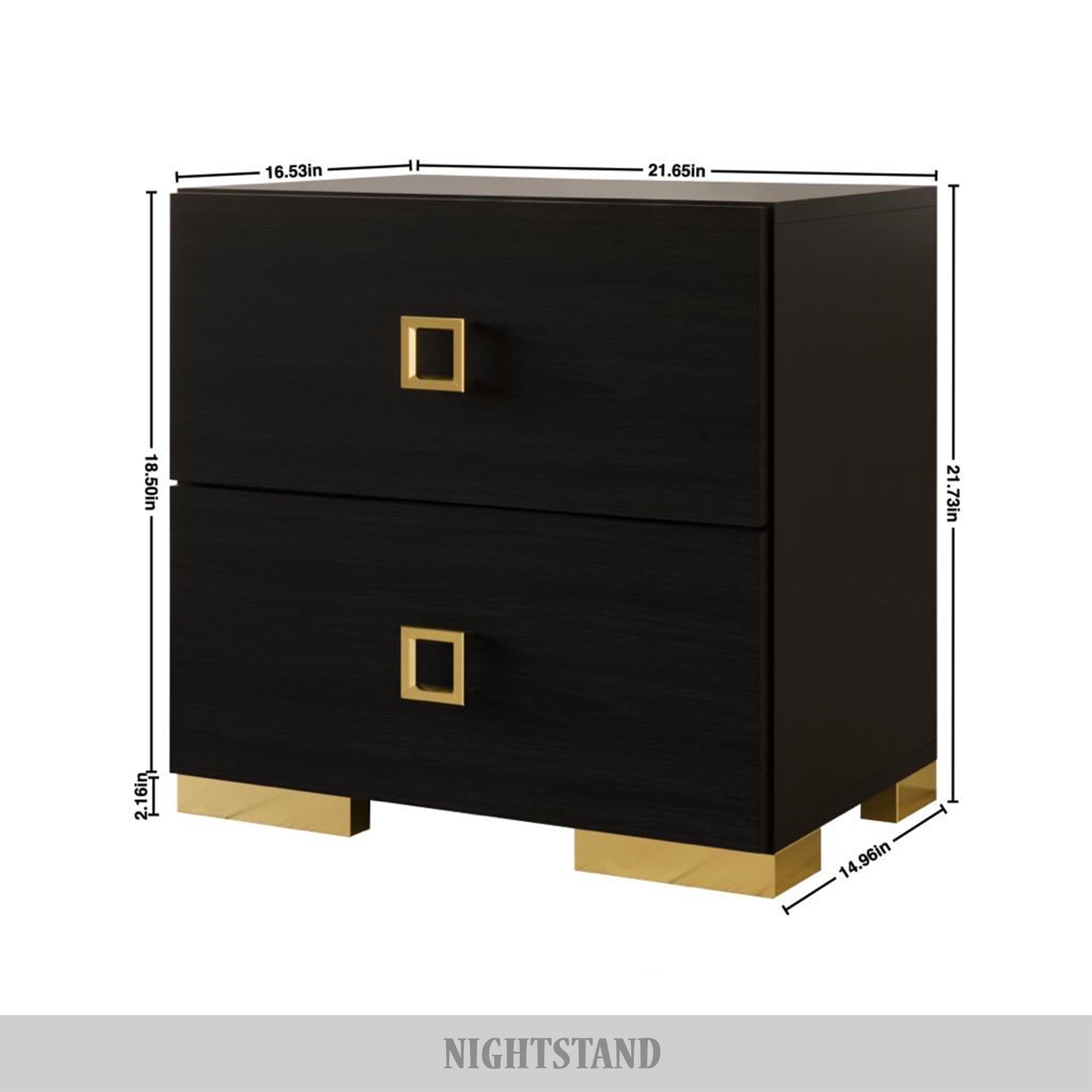 Modern Luxurious 2-Drawers Nightstand