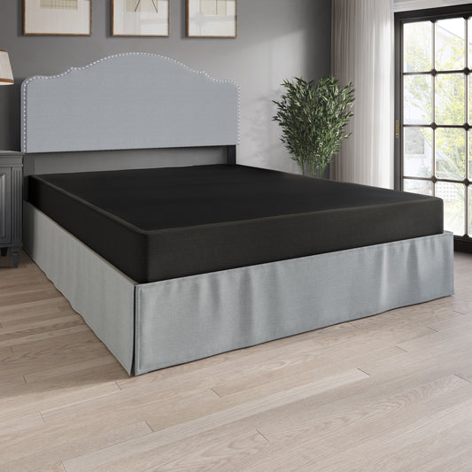 5-Inch Metal Box Spring with Black Linen Cover