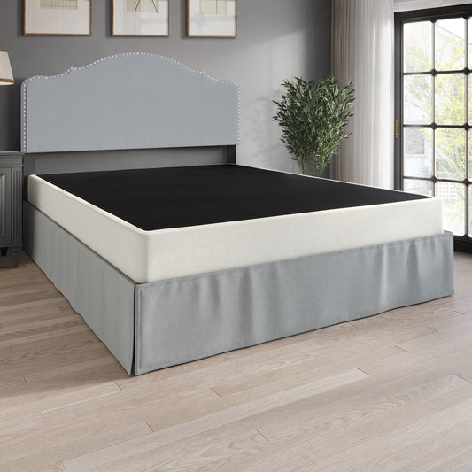 5-Inch Metal Box Spring with Warm Grey Linen Cover