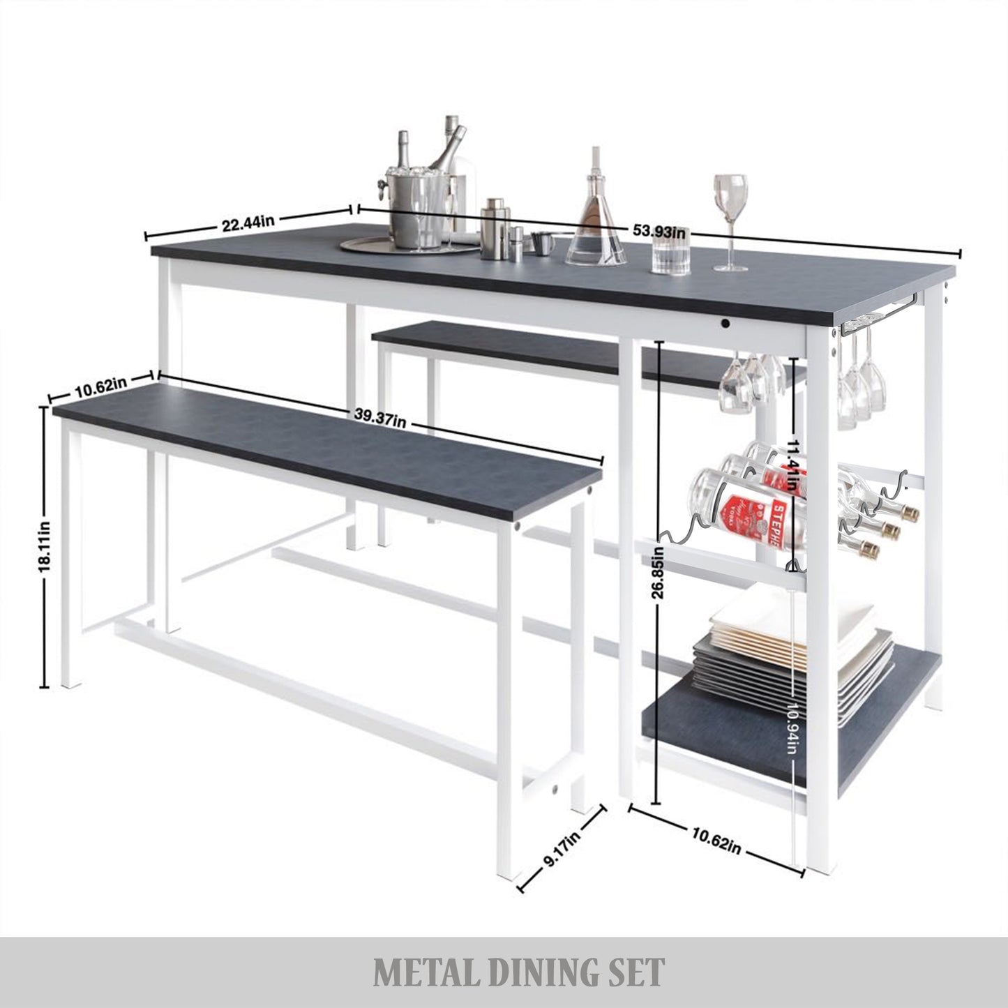 Simple Modern 3-piece Metal Dining Set