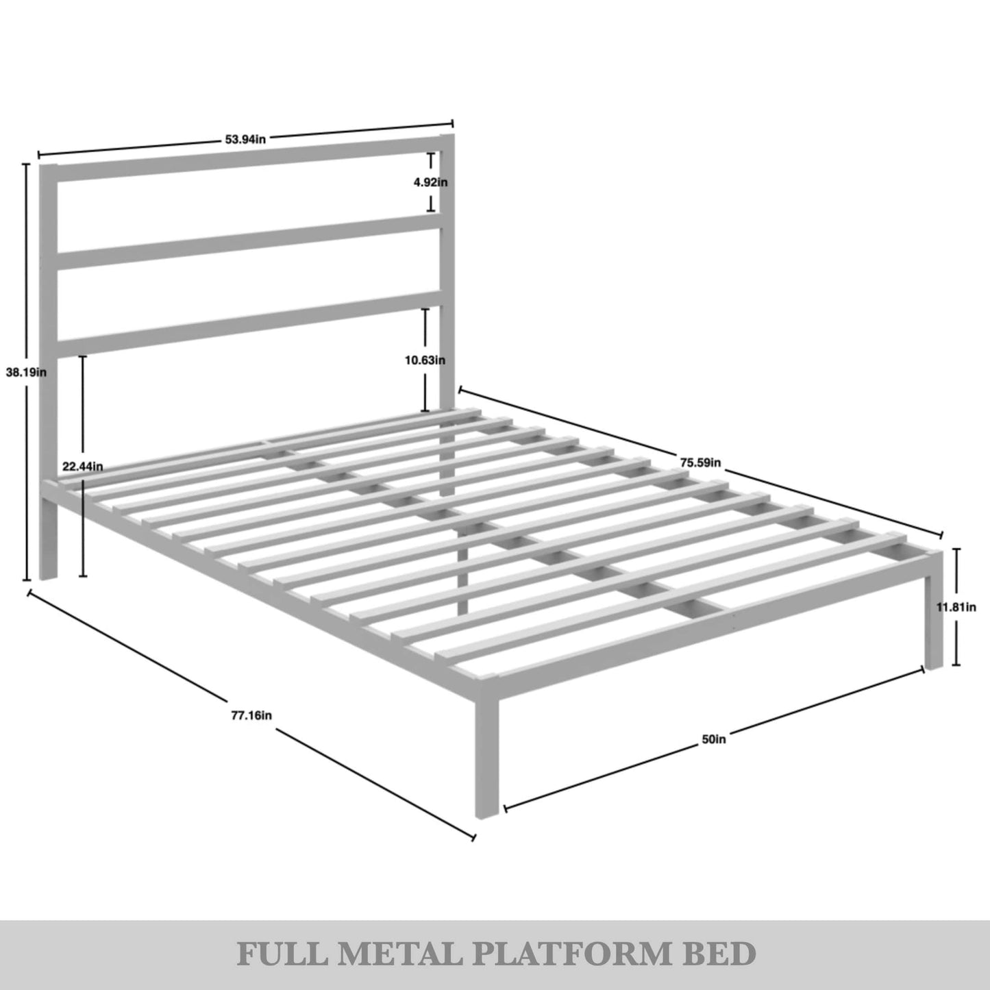 Simple Classic Metal Platform Bed