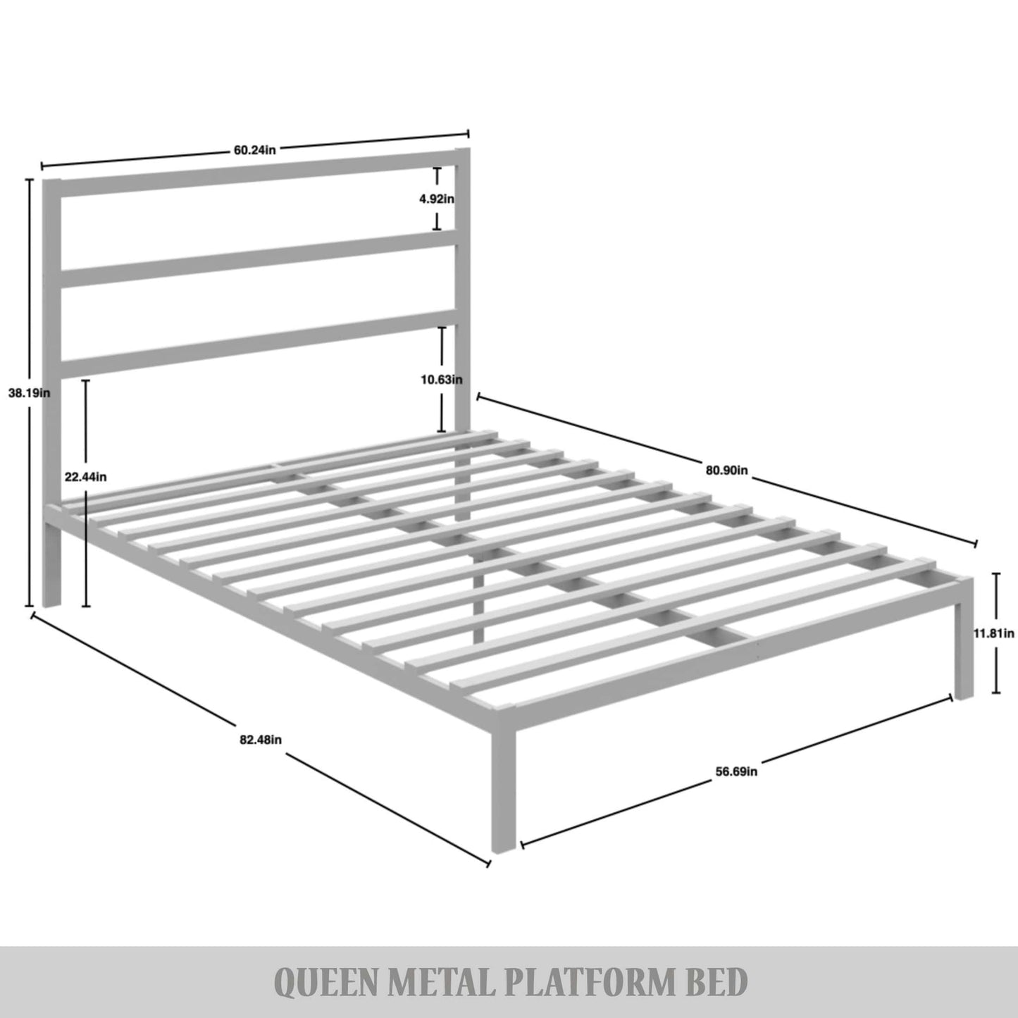 Simple Classic Metal Platform Bed