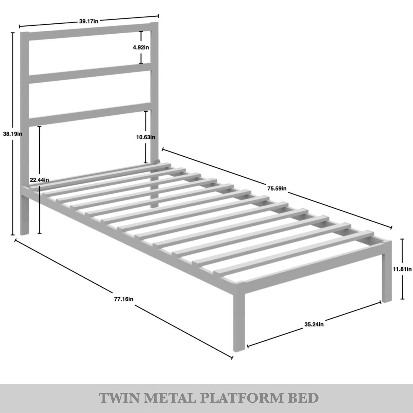 Simple Classic Metal Platform Bed