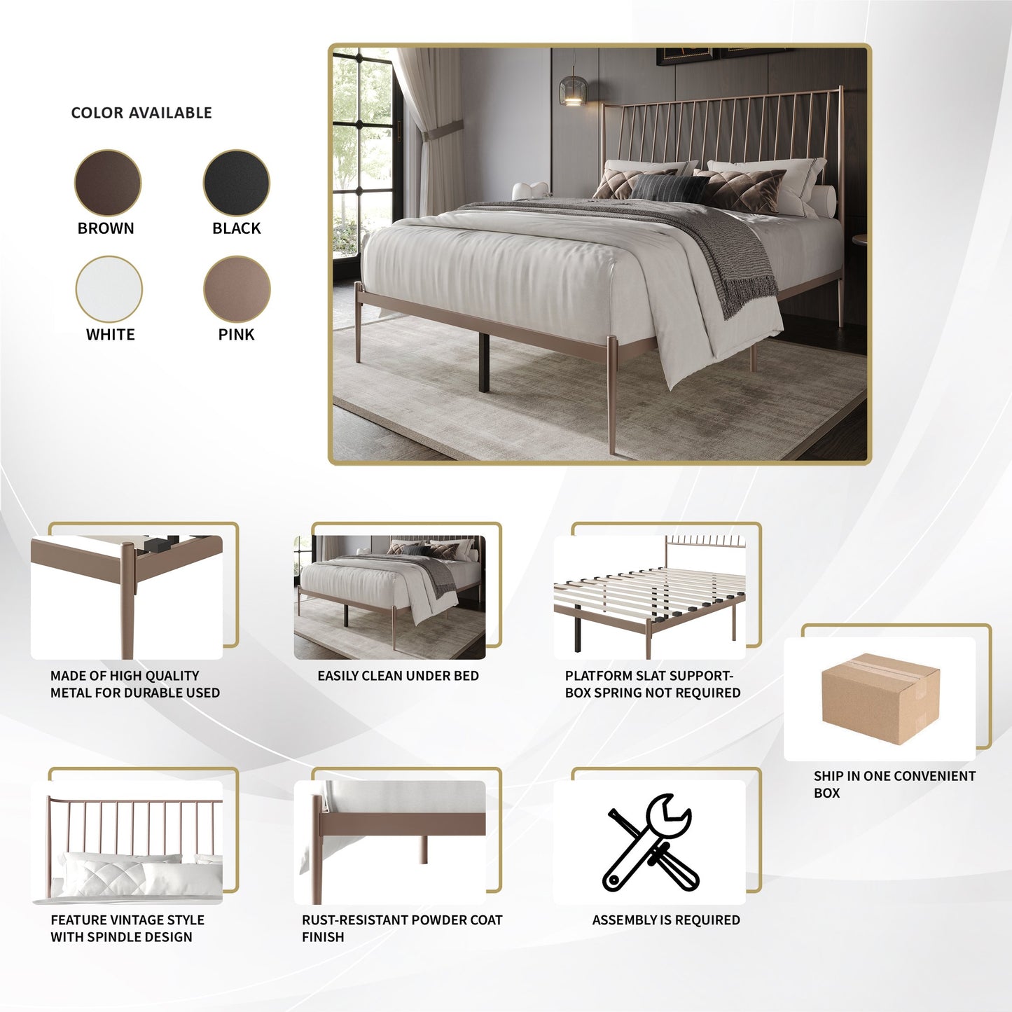 Elegance Metal Platform Bed