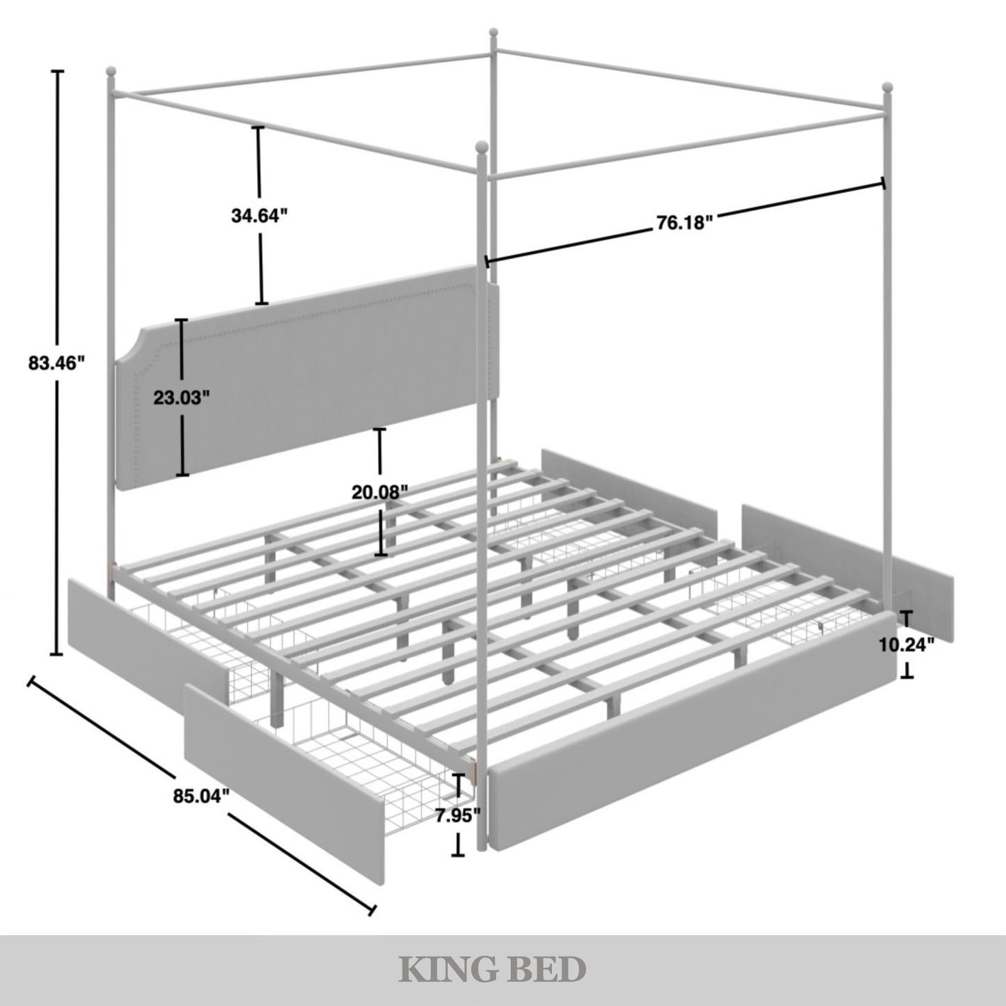 Laurien Chic Metal Canopy Bed