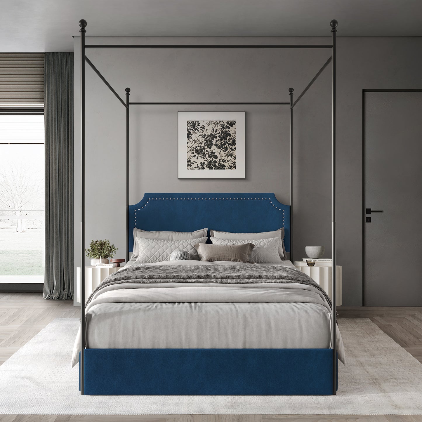 Laurien Chic Metal Canopy Bed