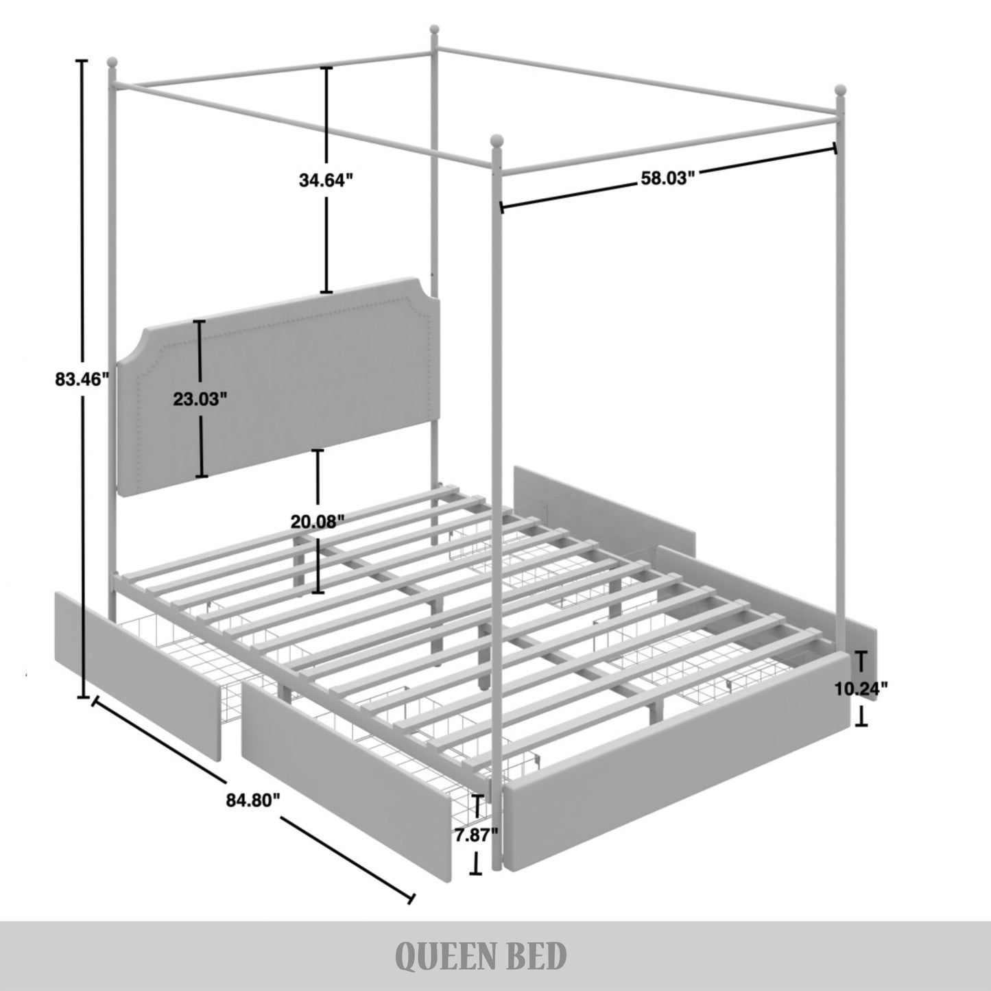 Laurien Chic Metal Canopy Bed